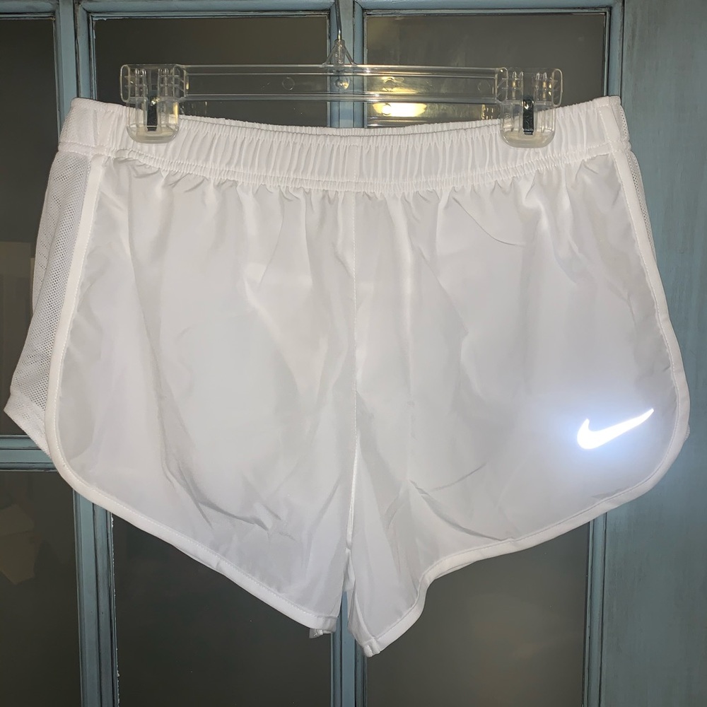 White Nike Dri-Fit Tempo Running Shorts